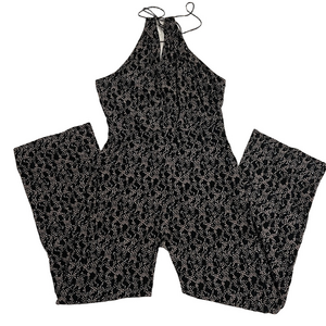 Banana Republic Keyhole Halter Wide-Leg Jumpsuit – Black Print, Size 8, NWT